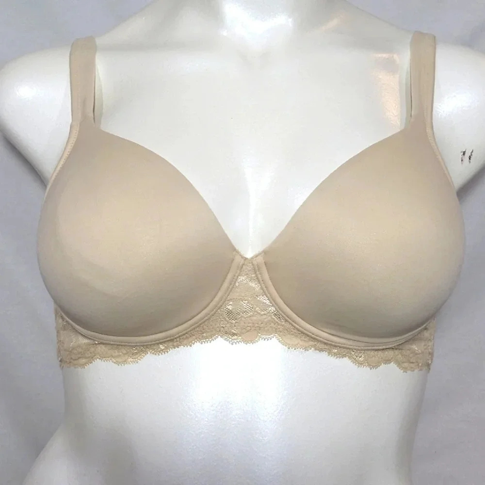 36D Mimi Maternity Lined Molded Cup Lace Trim Underwire Bra Nude